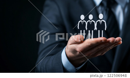 A powerful and confident business owner conducting an exclusive hiring process for an elite company. Generative AI 122506948