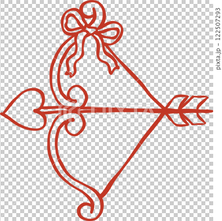 Retro Bow and Arrow with bow Doodle Outline 122507293