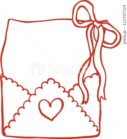 Coquette Love Mail open with bow and blank paper Doodle Outline Coquette Love Mail open with bow and blank paper Doodle Outline 122507324