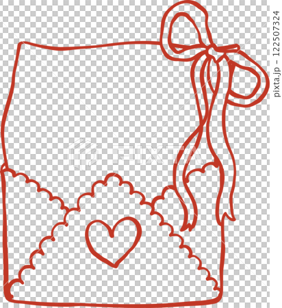 Coquette Love Mail open with bow and blank paper Doodle Outline Coquette Love Mail open with bow and blank paper Doodle Outline 122507324