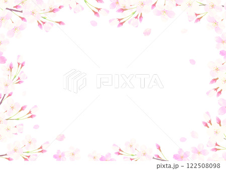桜と桜吹雪のフレーム 入学式・卒業式 122508098