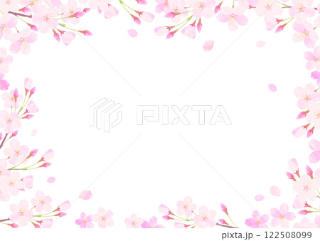 桜と桜吹雪のフレーム 入学式・卒業式 桜と桜吹雪のフレーム 入学式・卒業式 122508099