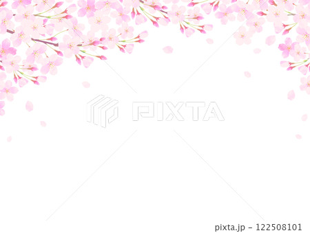 桜と桜吹雪のフレーム 入学式・卒業式 122508101