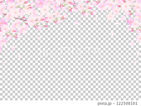 桜と桜吹雪のフレーム 入学式・卒業式 122508101
