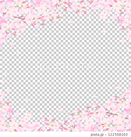 桜と桜吹雪のフレーム 入学式・卒業式 122508103