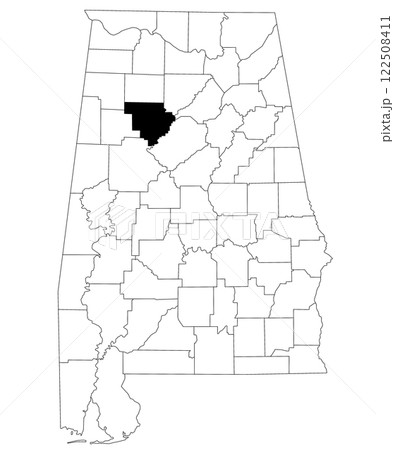 Map of Walker County in Alabama state on white backround. single County map highlighted by black color on Alabama map. UNITED STATES, US 122508411