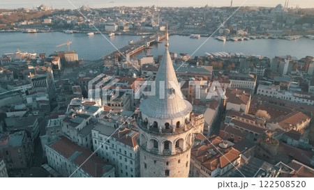 Aerial View of Istanbul's Galata Tower Aerial View of Istanbul's Galata Tower 122508520
