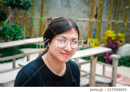 Woman (LGBTQ) posing outdoor fashion style 122508693