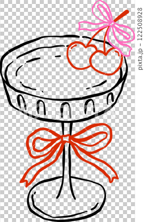 Cocktail Glass Cherries Heart with Bow Outline Cocktail Glass Cherries Heart with Bow Outline 122508928