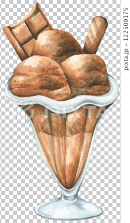 Ice Cream Handpainted Watercolor Design with Fruity and Creamy Flavors Ice Cream Handpainted Watercolor Design with Fruity and Creamy Flavors 122509175