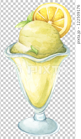 Ice Cream Handpainted Watercolor Design with Fruity and Creamy Flavors 122509176