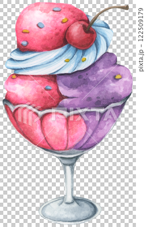 Ice Cream Handpainted Watercolor Design with Fruity and Creamy Flavors 122509179