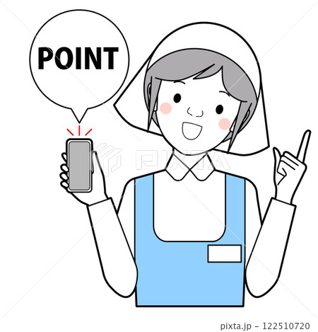 販売員がスマホで説明 122510720