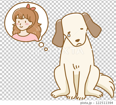 Illustration of a sad-looking droopy-eared dog shedding tears for its owner Illustration of a sad-looking droopy-eared dog shedding tears for its owner 122511394