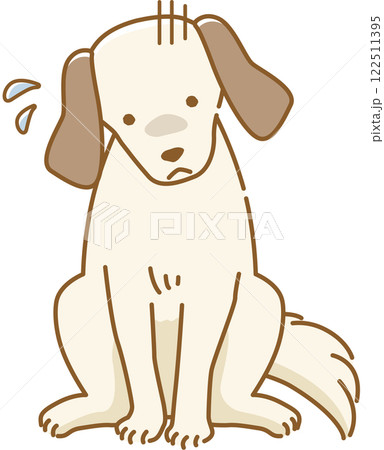 失敗して怒られるのを怖がって反省している耳が垂れた犬のイラスト 122511395