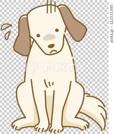 失敗して怒られるのを怖がって反省している耳が垂れた犬のイラスト 122511395