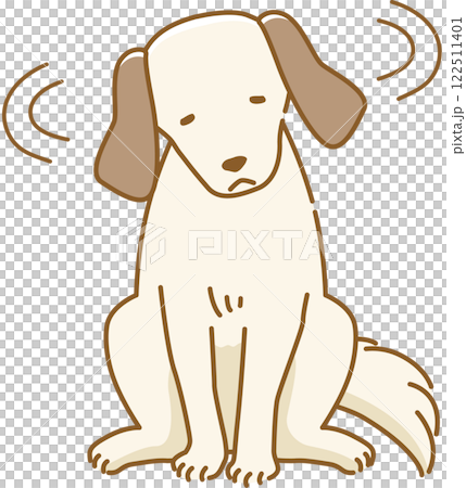 悲し気にいやいやと首を振る耳の垂れた犬のイラスト 122511401