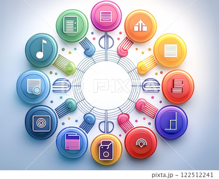 カラフルないろいろなデータをイメージしたアイコンの背景イメージ素材 カラフルないろいろなデータをイメージしたアイコンの背景イメージ素材 122512241