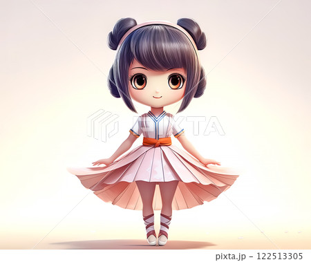 ちびキャラ　バレリーナの少女のイメージ素材 122513305