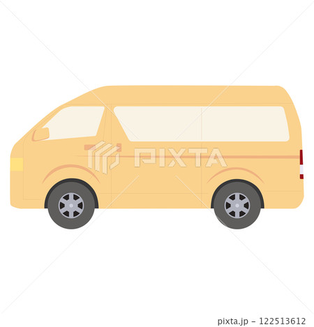 車 横向きのシンプルなワンボックスカー オレンジ色 車 横向きのシンプルなワンボックスカー オレンジ色 122513612