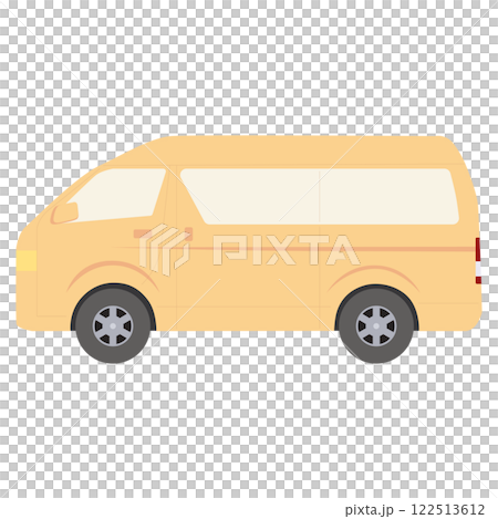 車 横向きのシンプルなワンボックスカー オレンジ色 車 横向きのシンプルなワンボックスカー オレンジ色 122513612