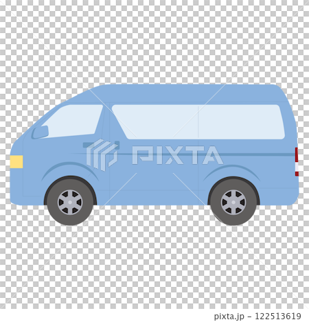 Car: A simple minivan facing sideways in light blue, blue, and cool colors 122513619