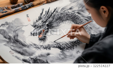 Dragon Ink Painting 122514227