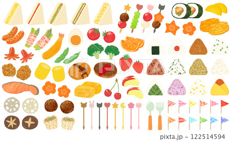 お弁当のおかずイラストセット ベクター素材 お弁当のおかずイラストセット ベクター素材 122514594