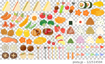 Bento side dish illustration set vector material Bento side dish illustration set vector material 122514594