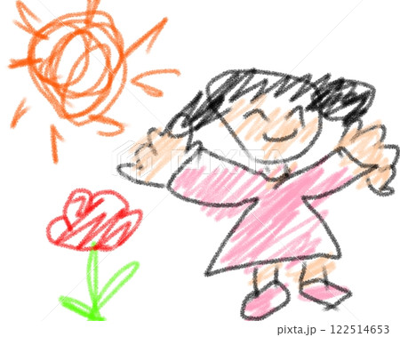 子どもがかいた女の子の絵 122514653
