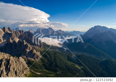 National Nature Park Tre Cime In the Dolomites Alps. Beautiful nature of Italy. National Nature Park Tre Cime In the Dolomites Alps. Beautiful nature of Italy. 122515092