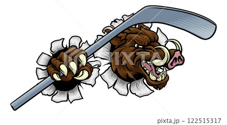 Boar Wild Hog Razorback Warthog Pig Hockey Mascot Boar Wild Hog Razorback Warthog Pig Hockey Mascot 122515317