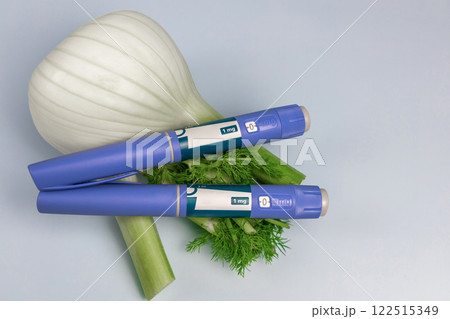 Insulin injection pen and fennel vegetable root for diabetics and weight loss. Insulin injection pen and fennel vegetable root for diabetics and weight loss. 122515349