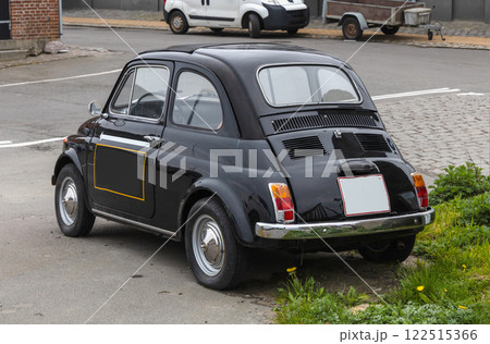 Small black vintage car on the street. Bornholm, Denmark 122515366