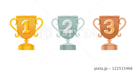 金銀銅のトロフィー  手描きイラストセット 122515466