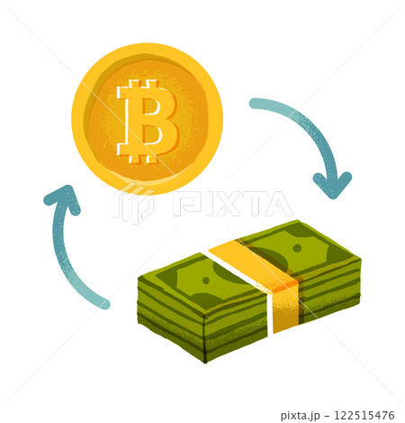 ビットコインを現金化するイメージイラスト 122515476