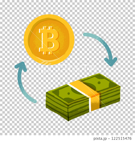 ビットコインを現金化するイメージイラスト 122515476