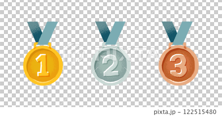 金牌、銀牌和銅牌手繪插畫集 122515480