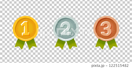 金、銀、銅牌與絲帶排名圖示集 122515482