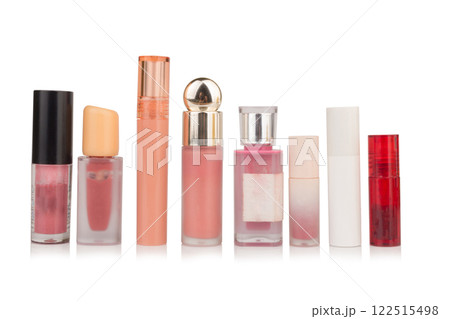 Cosmetic bottles lipstick isolated on white background Cosmetic bottles lipstick isolated on white background 122515498