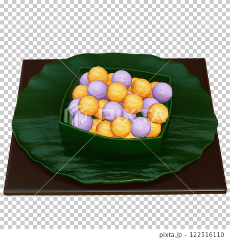 Thai Dessert , Fried Sweet Potato Balls On transparent background , 3D Rendering 122516110