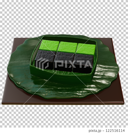 Thai Dessert , black coconut sweet pudding On transparent background , 3D Rendering 122516114