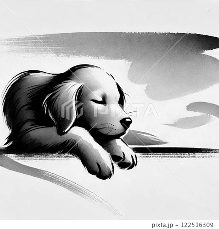 犬の水墨画風イラスト 122516309