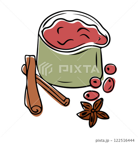 Illustration of cranberry sauce in a bowl Illustration of cranberry sauce in a bowl 122516444