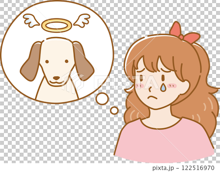 ペットの犬が亡くなってペットロスの女の子 ペットの犬が亡くなってペットロスの女の子 122516970