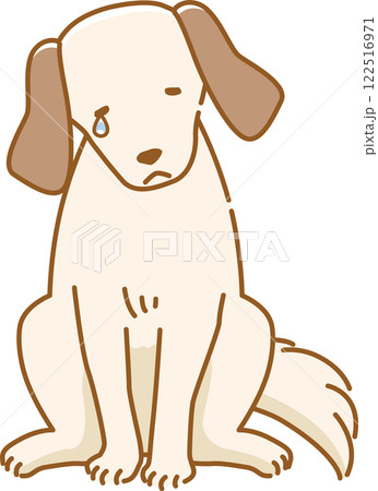 飼い主を想って涙を流している悲しい表情の耳の垂れた犬のイラスト 飼い主を想って涙を流している悲しい表情の耳の垂れた犬のイラスト 122516971