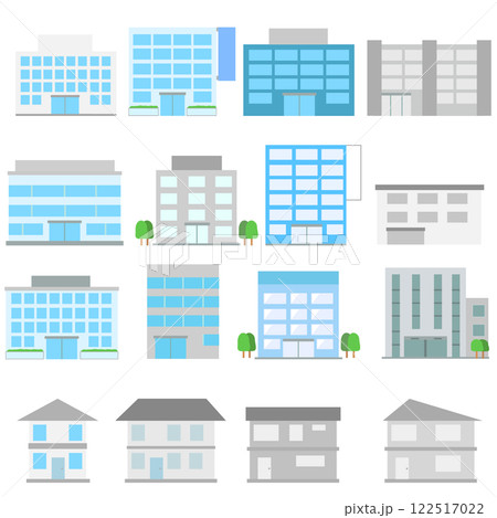 いろいろな建物のイラストセット 122517022