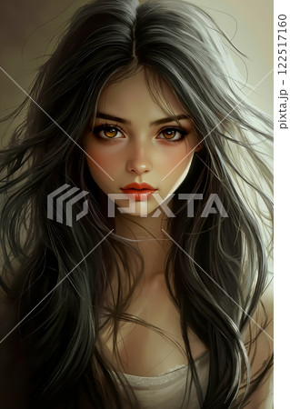 A woman with long black hair and brown eyes 122517160