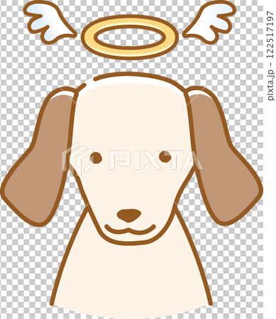 A dead dog with droopy ears wearing an angel halo 122517197