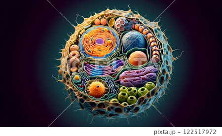 Cell structure with internal organelles Cell structure with internal organelles 122517972